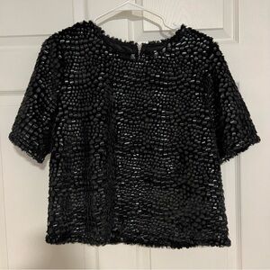 Endless Rose Black Sequin Short-Sleeve Women's Top Size L